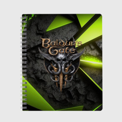 Тетрадь Baldurs Gate 3  logo green abstract