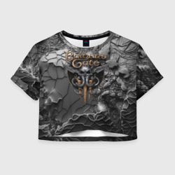 Женская футболка Crop-top 3D Baldurs Gate 3 logo Dark