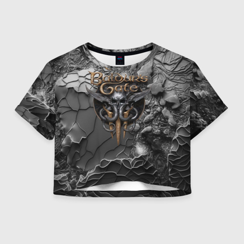 Женская футболка Crop-top 3D Baldurs Gate 3 logo Dark, цвет 3D печать