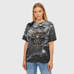 Женская футболка oversize 3D Baldurs Gate 3 logo Dark - фото 2