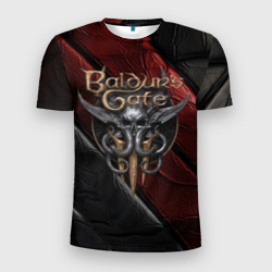 Мужская футболка 3D Slim Baldurs Gate 3  logo  dark