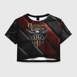 Женская футболка Crop-top 3D Baldurs Gate 3  logo  dark