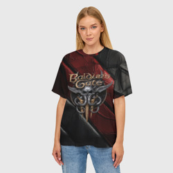 Женская футболка oversize 3D Baldurs Gate 3  logo  dark - фото 2