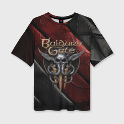 Женская футболка oversize 3D Baldurs Gate 3  logo  dark