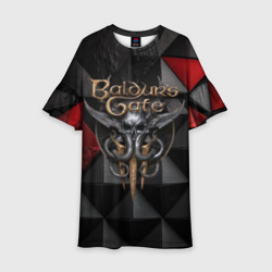 Детское платье 3D Baldurs Gate 3  logo red black