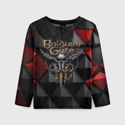 Детский лонгслив 3D Baldurs Gate 3  logo red black