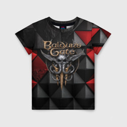 Детская футболка 3D Baldurs Gate 3  logo red black