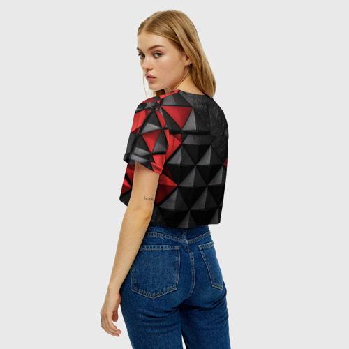 Женская футболка Crop-top 3D Baldurs Gate 3  logo red black, цвет 3D печать - фото 5