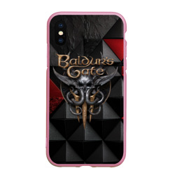 Чехол для iPhone XS Max матовый Baldurs Gate 3  logo red black