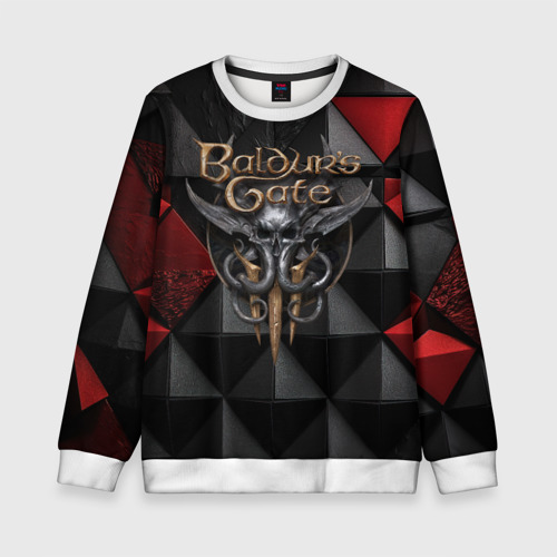 Детский свитшот 3D Baldurs Gate 3  logo red black, цвет 3D печать