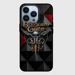 Чехол для iPhone 13 Pro Baldurs Gate 3  logo red black