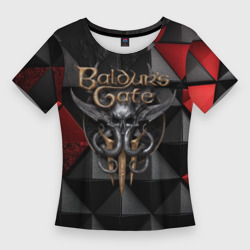 Женская футболка 3D Slim Baldurs Gate 3  logo red black