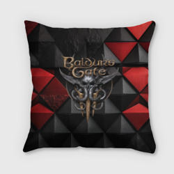 Подушка 3D Baldurs Gate 3  logo red black