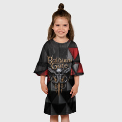 Детское платье 3D Baldurs Gate 3  logo red black - фото 2