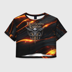 Женская футболка Crop-top 3D Baldurs Gate 3  logo gold