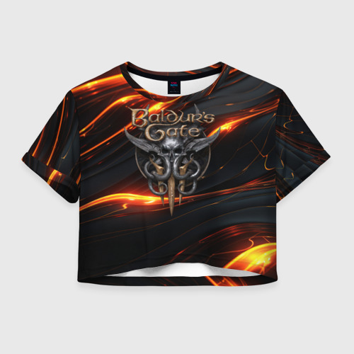 Женская футболка Crop-top 3D Baldurs Gate 3  logo gold, цвет 3D печать