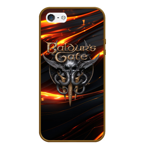 Чехол для iPhone 5/5S матовый Baldurs Gate 3  logo gold, цвет коричневый