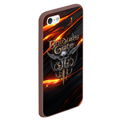 Чехол для iPhone 5/5S матовый Baldurs Gate 3  logo gold, цвет коричневый - фото 3