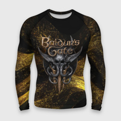 Мужской рашгард 3D Baldurs Gate 3  logo gold black