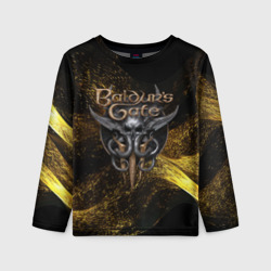 Детский лонгслив 3D Baldurs Gate 3  logo gold black