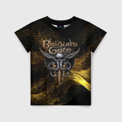 Детская футболка 3D Baldurs Gate 3  logo gold black