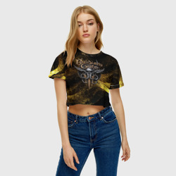 Женская футболка Crop-top 3D Baldurs Gate 3  logo gold black - фото 2