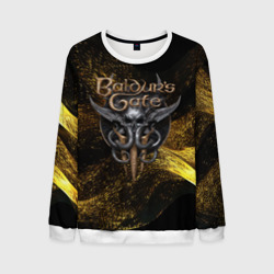 Мужской свитшот 3D Baldurs Gate 3  logo gold black