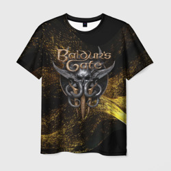 Baldurs Gate 3  logo gold black – Мужская футболка 3D с принтом купить со скидкой в -26%