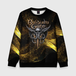 Детский свитшот 3D Baldurs Gate 3  logo gold black