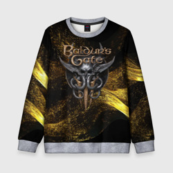 Детский свитшот 3D Baldurs Gate 3  logo gold black