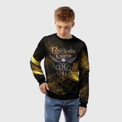 Детский свитшот 3D Baldurs Gate 3  logo gold black - фото 2