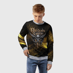 Детский свитшот 3D Baldurs Gate 3  logo gold black - фото 2