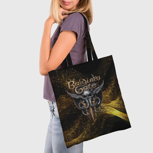 Шоппер 3D Baldurs Gate 3  logo gold black - фото 3