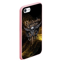Чехол для iPhone 5/5S матовый Baldurs Gate 3  logo gold black - фото 2