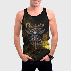 Мужская майка 3D Baldurs Gate 3  logo gold black - фото 2