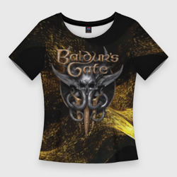 Женская футболка 3D Slim Baldurs Gate 3  logo gold black