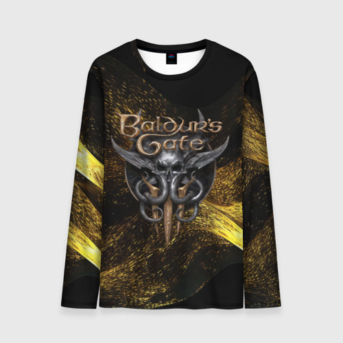 Мужской лонгслив 3D Baldurs Gate 3  logo gold black, цвет 3D печать