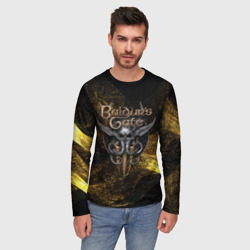 Мужской лонгслив 3D Baldurs Gate 3  logo gold black - фото 2