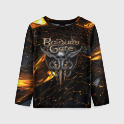 Детский лонгслив 3D Baldurs Gate 3 logo gold and black