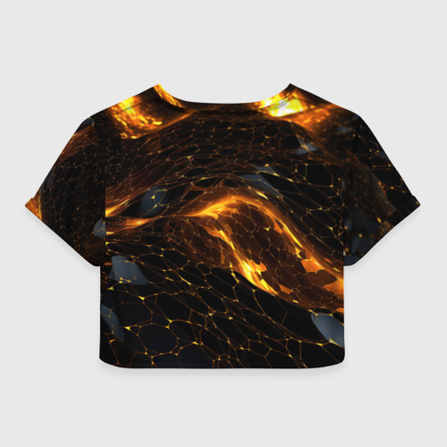 Женская футболка Crop-top 3D Baldurs Gate 3 logo gold and black, цвет 3D печать - фото 2