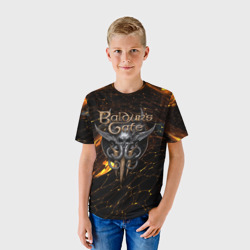 Детская футболка 3D Baldurs Gate 3 logo gold and black - фото 2