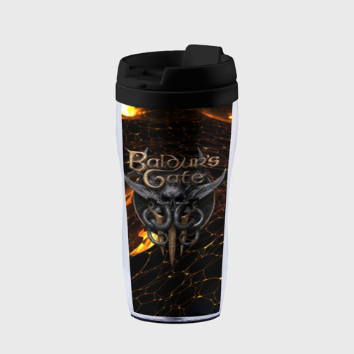 Термокружка-непроливайка Baldurs Gate 3 logo gold and black, цвет черный