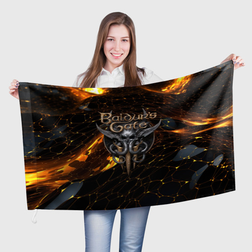 Флаг 3D Baldurs Gate 3 logo gold and black