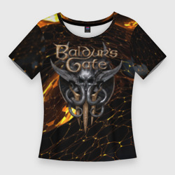 Женская футболка 3D Slim Baldurs Gate 3 logo gold and black