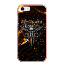 Чехол для iPhone 7/8 матовый Baldurs Gate 3 logo gold and black