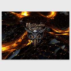 Поздравительная открытка Baldurs Gate 3 logo gold and black