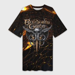 Платье-футболка 3D Baldurs Gate 3 logo gold and black