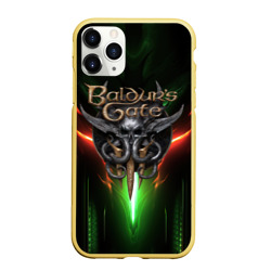 Чехол для iPhone 11 Pro матовый Baldurs Gate 3 logo green red light
