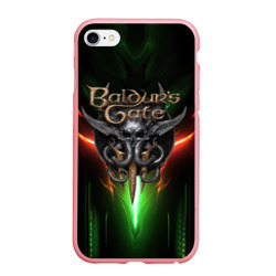 Чехол для iPhone 6/6S матовый Baldurs Gate 3 logo green red light