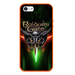 Чехол для iPhone 5/5S матовый Baldurs Gate 3 logo green red light